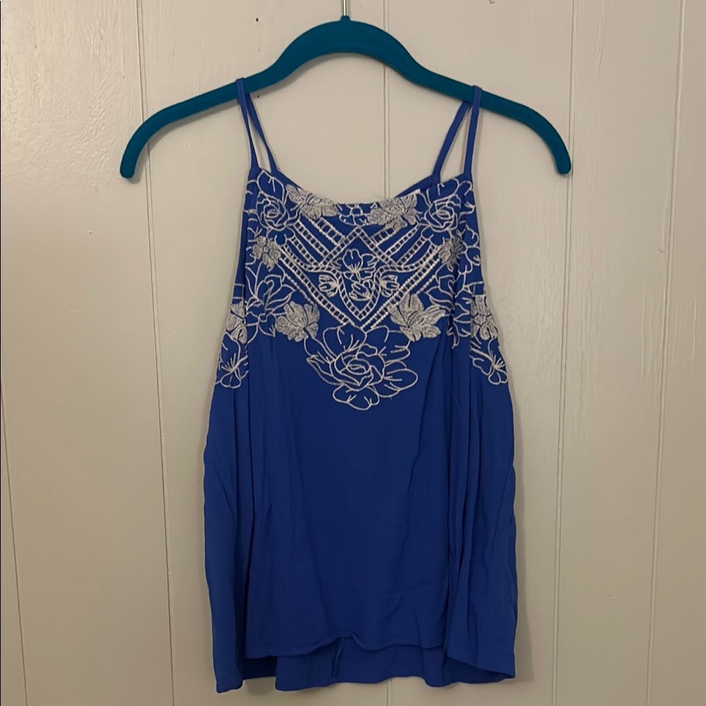 Blue Embroidered Women's Top